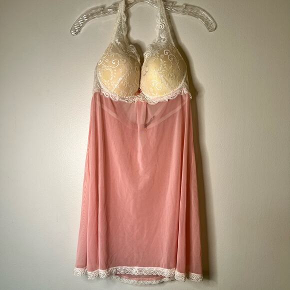 Marilyn Monroe Intimates Sheer Pink and Cream Babydoll Chemise Size XL - Picture 1 of 6